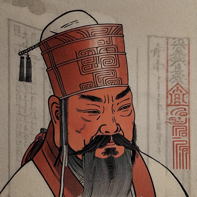 An ancient Chinese man wearing a degree hat