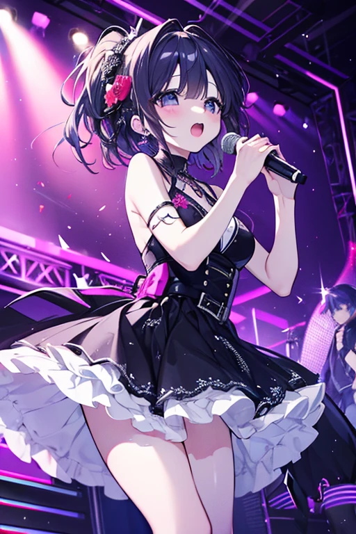 (multiple different silhouettes), background, multiple different idols, idol group, stage, (ultra detailed),(Masterpiece), (Best quality), (8k)