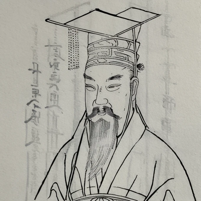 An ancient Chinese man wearing a degree hat