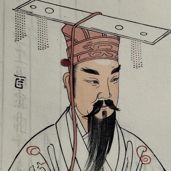 An ancient Chinese man wearing a degree hat