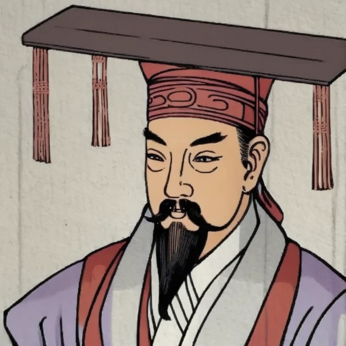 An ancient Chinese man wearing a degree hat