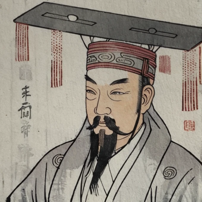 An ancient Chinese man wearing a degree hat