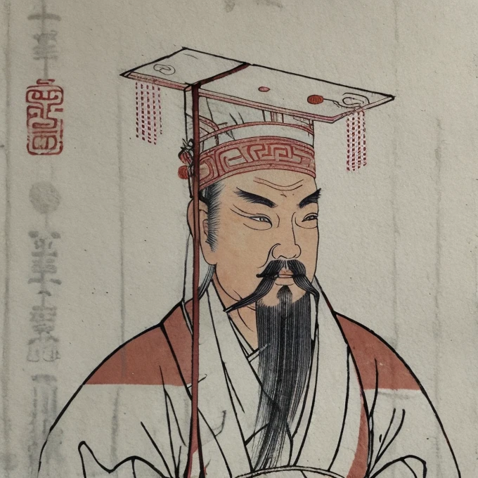 An ancient Chinese man wearing a degree hat