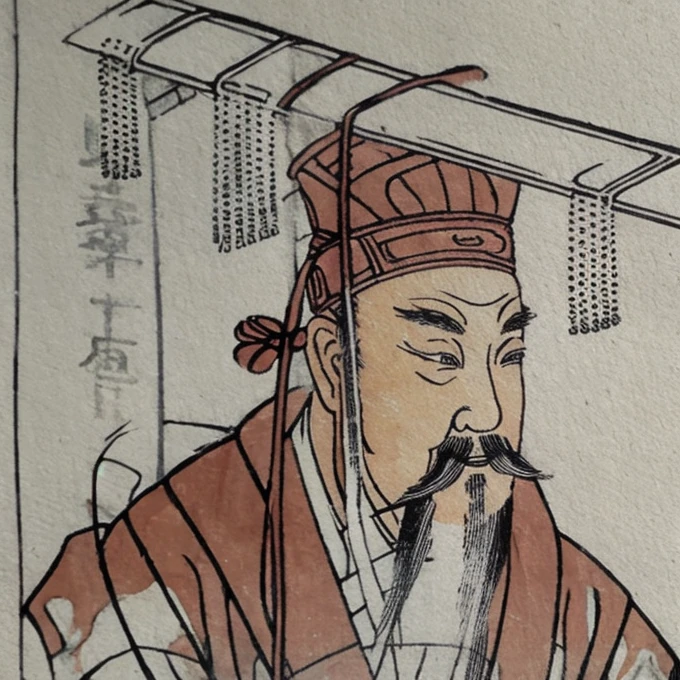 An ancient Chinese man wearing a degree hat