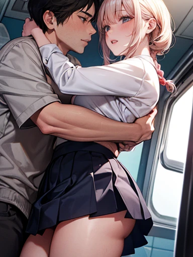 ((Men and women having sex on a crowded train)), (Doggish sex), a man who puts a penis in a girl's vagina from behind, ((sex)), (standing sex from back), (A fat middle-aged man in a jersey hugging a girl with a sweaty shirt from behind), a sweaty girl, a man grabs the girl's chest from behind, ((masterpiece)), ((best quality)), (ultra-detailed), ((kawaii)), cute, (lovely), ((sexy)), (ero), ((extremely detailed)), 4K, (8K), best quality, (beautiful), look up from below, School court, a cute girl, 1girl, 1boy, ((beautiful eyes)), small breast, slim, slender, crying,bangs,side braid,small breasts, sweater, shirt, pantyhose,loafers, shirt, breasts, open mouth, sweat, small breasts,(Boy and girl are having sex in doggy style),doggy style,sex,hug from behind,masterpiece, ultra detailled body, ultra detailled face, ultra detailled eyes, cum, bukkake, gangbang, body with a lot of cum, {{{the whole body with cum}}}, girl fucked by man with big penis, {{{large amount of sperm}}}, naked, excessive cum,doggystyle, from side, 1girl, 1boy, sex from behind,masterpiece, ultra detailled body, ultra detailled face, ultra detailled eyes, cum, bukkake, gangbang, body with a lot of cum, {{{the whole body with cum}}}, girl fucked by man with big penis, {{{large amount of sperm}}}, naked, excessive cum ,doggystyle, from side, 1girl, 1boy, sex from behind, bangs,side braid, small breasts,blazer,necktie,school uniform,sweater,shirt,long sleeves,skirt,pantyhose,loafers