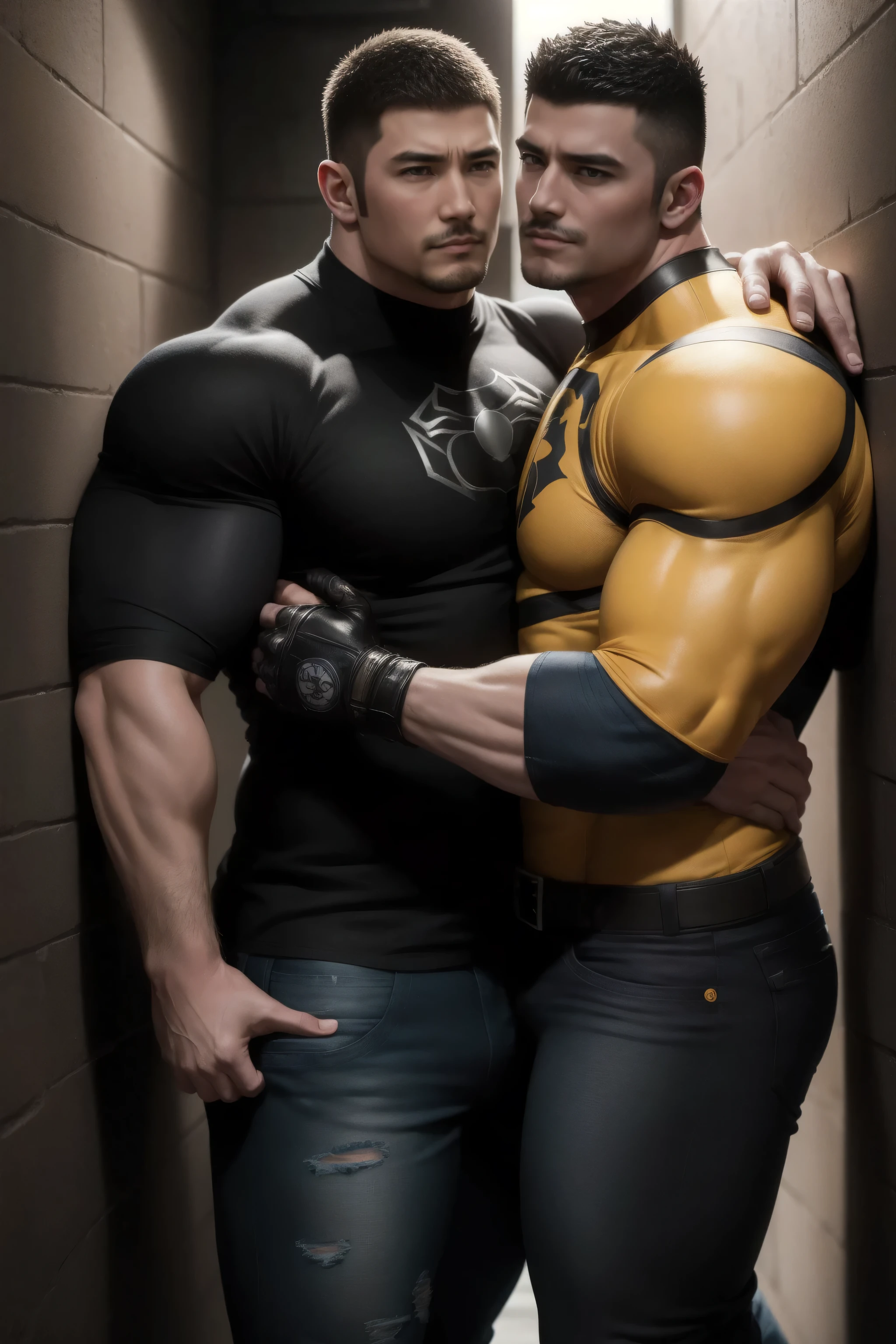 Two super strong sexy young men with a lot of muscle., kiss his muscles, completamente desnudos, herotico, gay, 