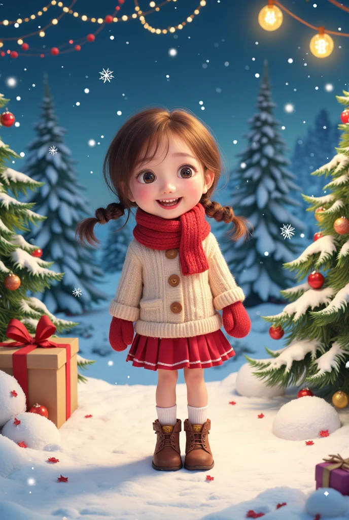 Christmas time, a girl,cartoon,comic,color trace,