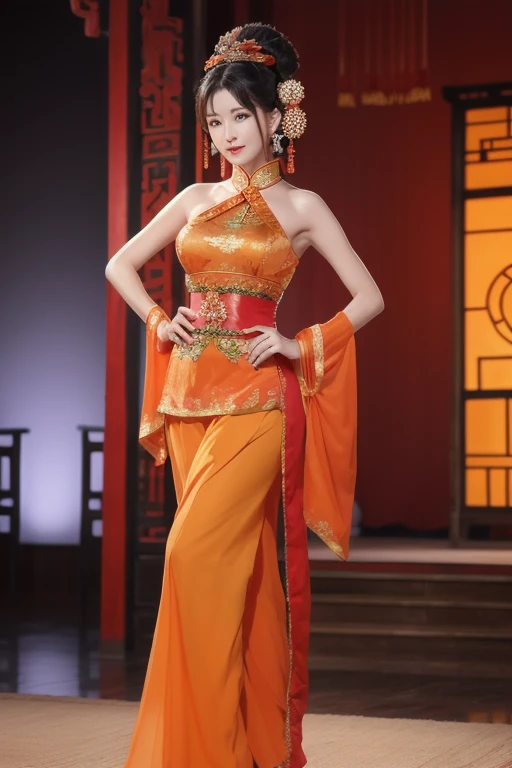 arafed woman in a traditional thai dress with a praying hand, sukhothai costume, traditional dress, wearing traditional garb, traditional, traditional clothing, wearing authentic attire, traditional clothes, tai costume, south east asian with long, traditional tai costume, idian dress, full body photograph, in style of thawan duchanee, traditional costume, traditional beauty