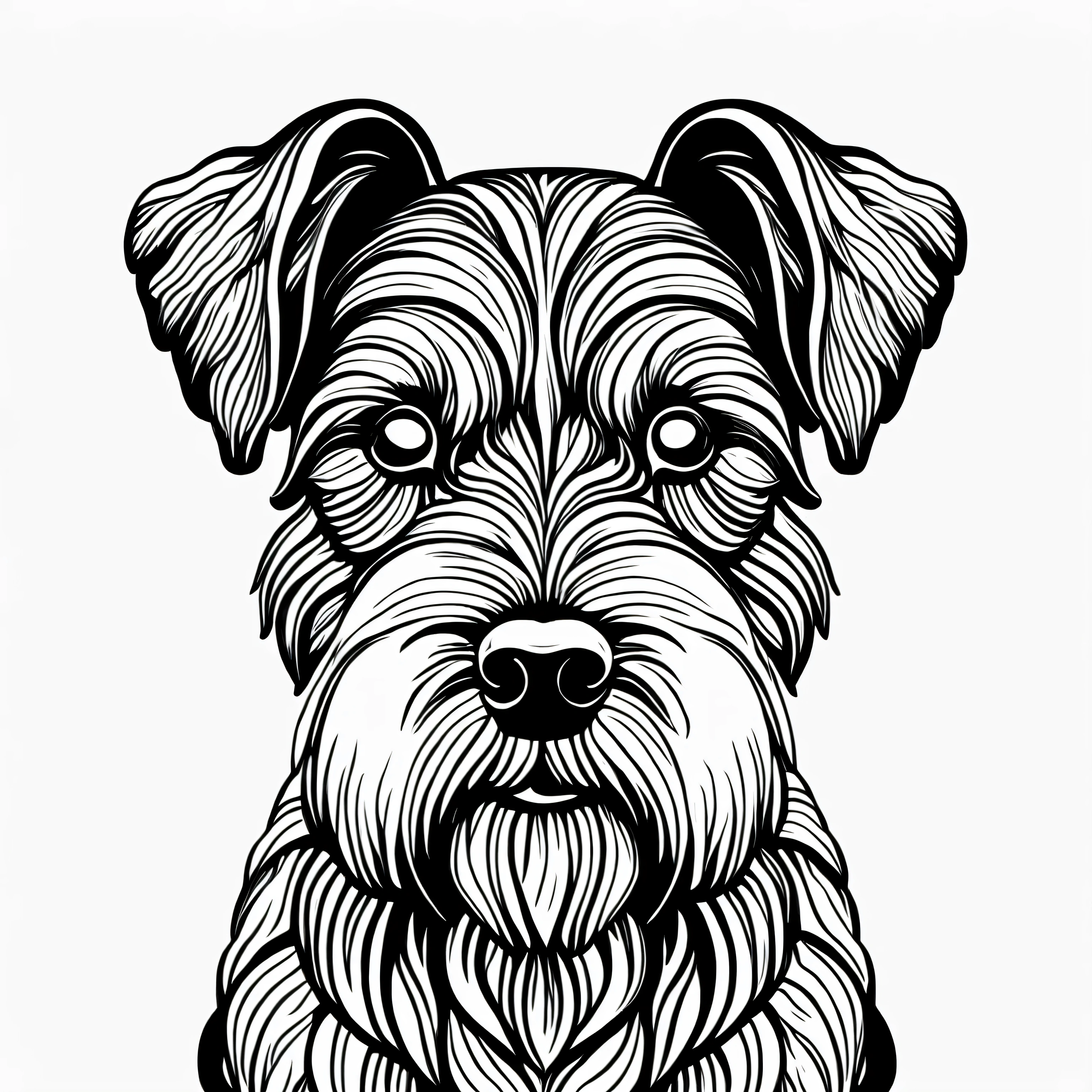 coloring page for adults. [Schnauzer] head with mandala pattern, in the style of thick lines. low details. no shading