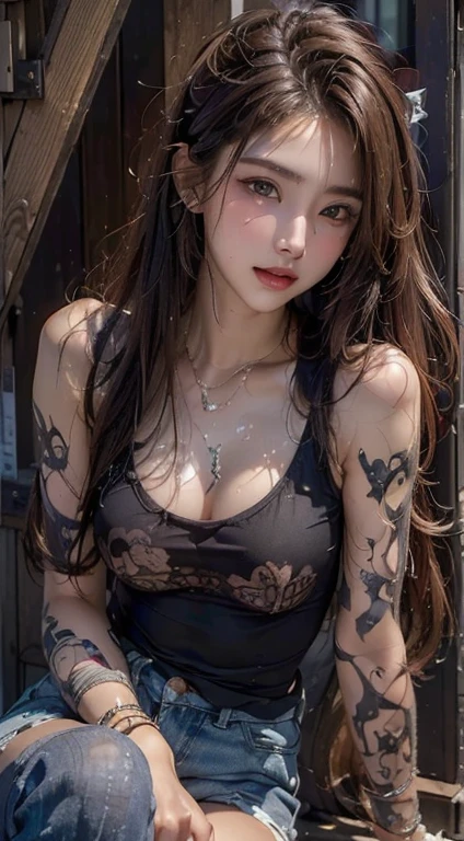 masterpiece, Highest quality, Realistic, Very detailed, Fine details, High resolution, 8k wallpaper, One beautiful woman, Wearing a bold wine-red designed dress,Beautiful slim legs、Full Body Shot、Medium sized, soft looking breasts、Lighting from the side、In an expensive and fine restaurant, A lavish French meal on the table, Beautiful light brown hair, Perfect dynamic composition, Beautiful attention to detail、jewelry、Beautiful flowers、With depth and blurred background。