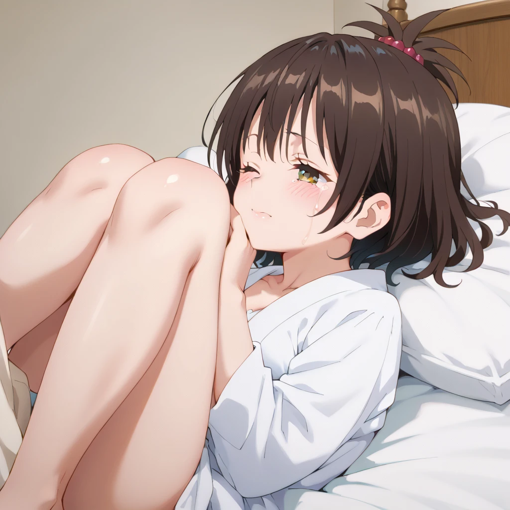  highest image quality taken by Ki、 High Quality 、(( full body shot ))girl, embarrassing, close eyes, red cheek,, white bathrobe, large breasts, dating, in dark hotel room, lie on back, bed, nsfw, orgasm, sex , man,A man is hugging a woman, throw, crying face,Face that looks like it&#39;s about to come,one eye closed,Assatis FIDE LOOK ,beautiful light of inspiration, Yukori Mitsugi,from side
