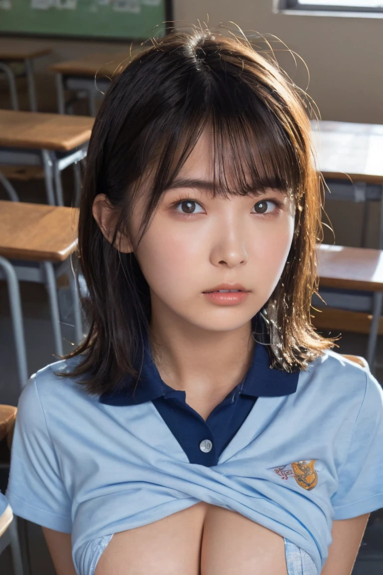 (best quality:1.4),(masterpiece:1.4),(photorealistic:1.4),(Realistic:1.2),(ultra high res, raw photo:1.4),(hdr, hyperdetailed:1.2),(8K:1.2),cinematic photo,photo of black hair,1girl,solo,wearing ,((Japanese classroom))、((Upper Body:1.3))