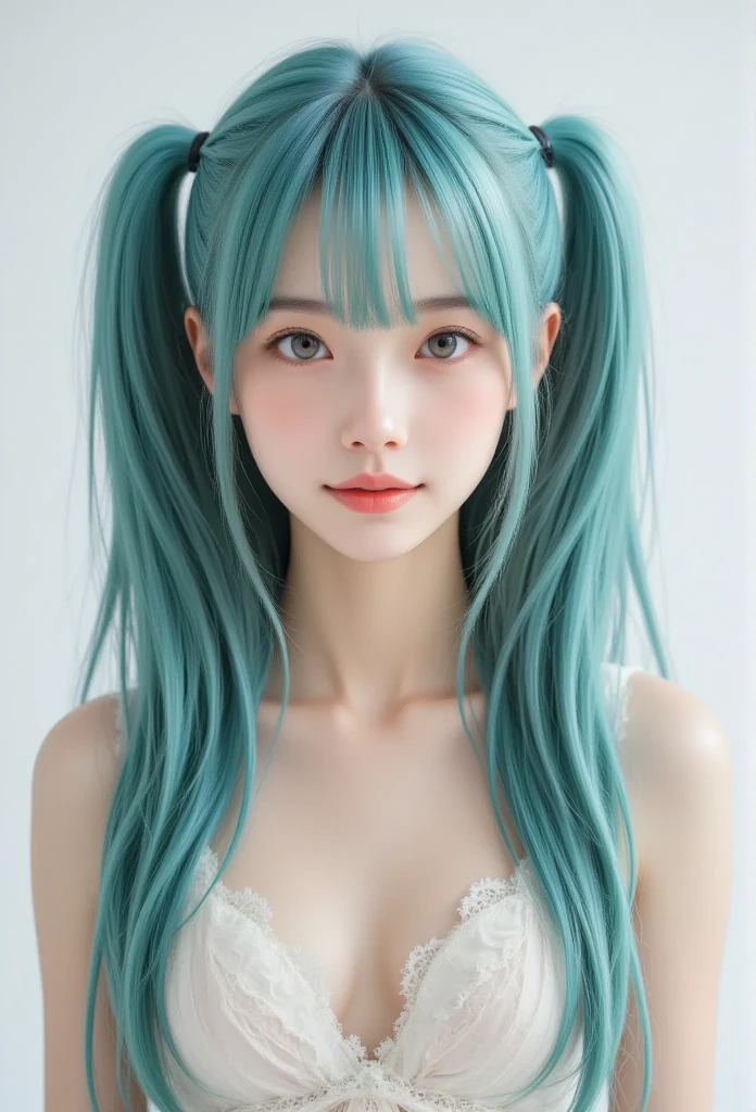 photo realism,full body,hatsune miku,append seiso-kei,1girl,solo