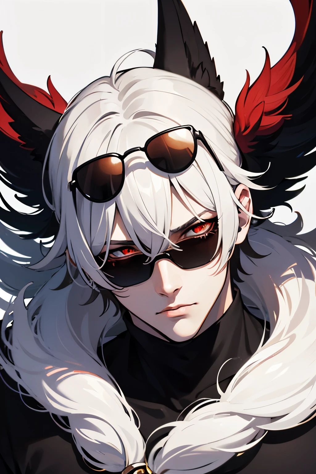 (Diluc: 1.2), bandage, Devil's pupils, Evil smile, Dog ears, Ears are sharp, Bull skin, style anime, gothic art, Gensinimapct, male
