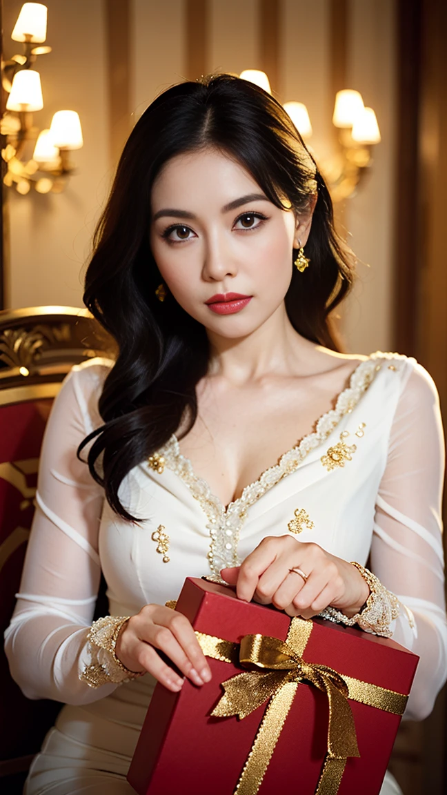  (best quality,4K,8K,high resolution,masterpiece:1.2),Extremely detailed,(Practical,photoPractical,photo-Practical:1.37) The eldest princess Li Yunrui reclines on the couch，Face full of laziness，Look charming，Wearing only a white jacket，under thin silk，Body curves exposed，There is a hint of youthfulness in the maturity，If the men in the world saw this outfit,，I&#39;m afraid they will all bow down under those bare feet。