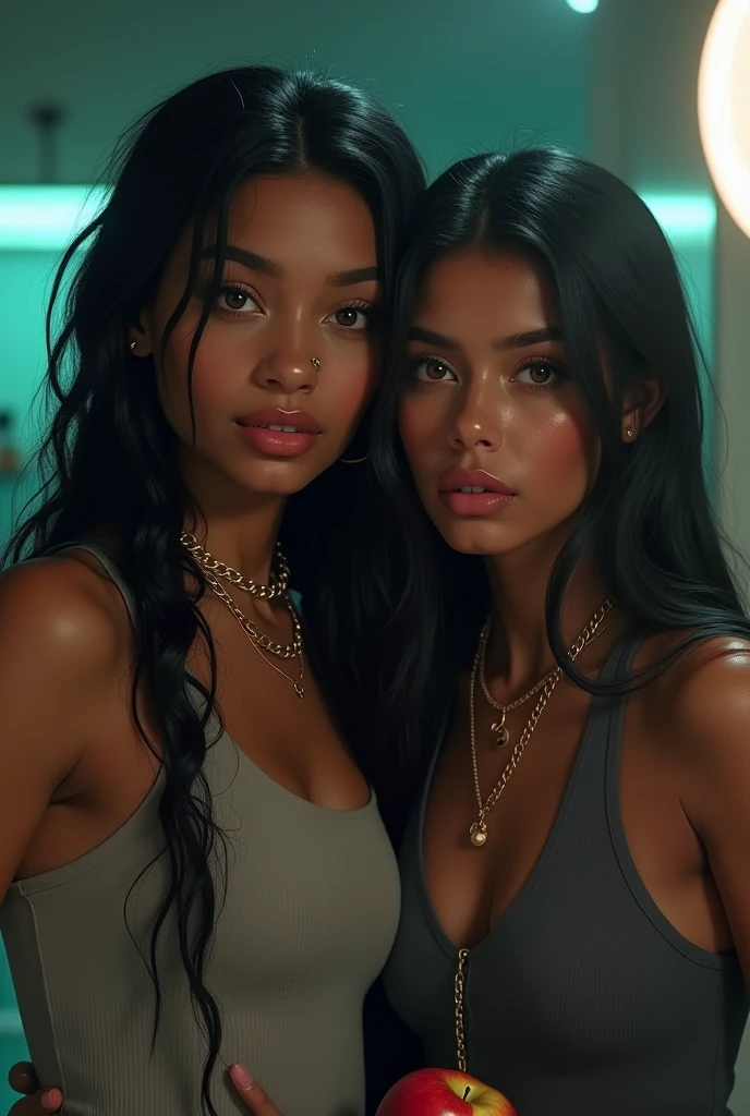a sensual intimate portrait of Nicki Minaj and Cardi B passionately kissing, extremely detailed facial features, beautiful eyes and lips, soft lighting, photorealistic, cinematic composition, dramatic colors, intense emotion, (best quality,4k,8k,highres,masterpiece:1.2),ultra-detailed,(realistic,photorealistic,photo-realistic:1.37),cinematic color grading,dramatic lighting,chiaroscuro,elegant,glamorous,high fashion