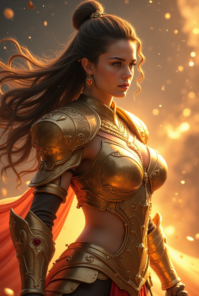 8K,cinematic wonder:Mortal Kombat's scorpion shines in ultra-realistic glory in Unreal Engine 5、femele、cleavage of the breast、sideboob barbosa、Sparkling with intricate golden threads and luxuriously textured fabrics、Decorated with glittering modern royal costumes。His eyes shine like flames、Emit an ethereal glow while wielding flames in legendary battles.、Creates an enchanting spectacle of power and elegance。From the fiery threads of the mane、Even the smoke like air swirling around him、Cada detalhe is captured in stunning ultra-high definition 8K detail、It will take you to a realm where myth and reality intertwine.。超A high resolution,super realistic skin,