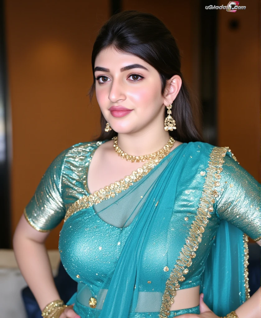 Woman wearing Saree, on street, American ai model,.plus Size Curvy figure, big breast, big Hip,sexy figure, curvy figure , no extra hand, no extra leg, perfect body, perfect picture, beautiful picture, hd picture, proper face, full picture 