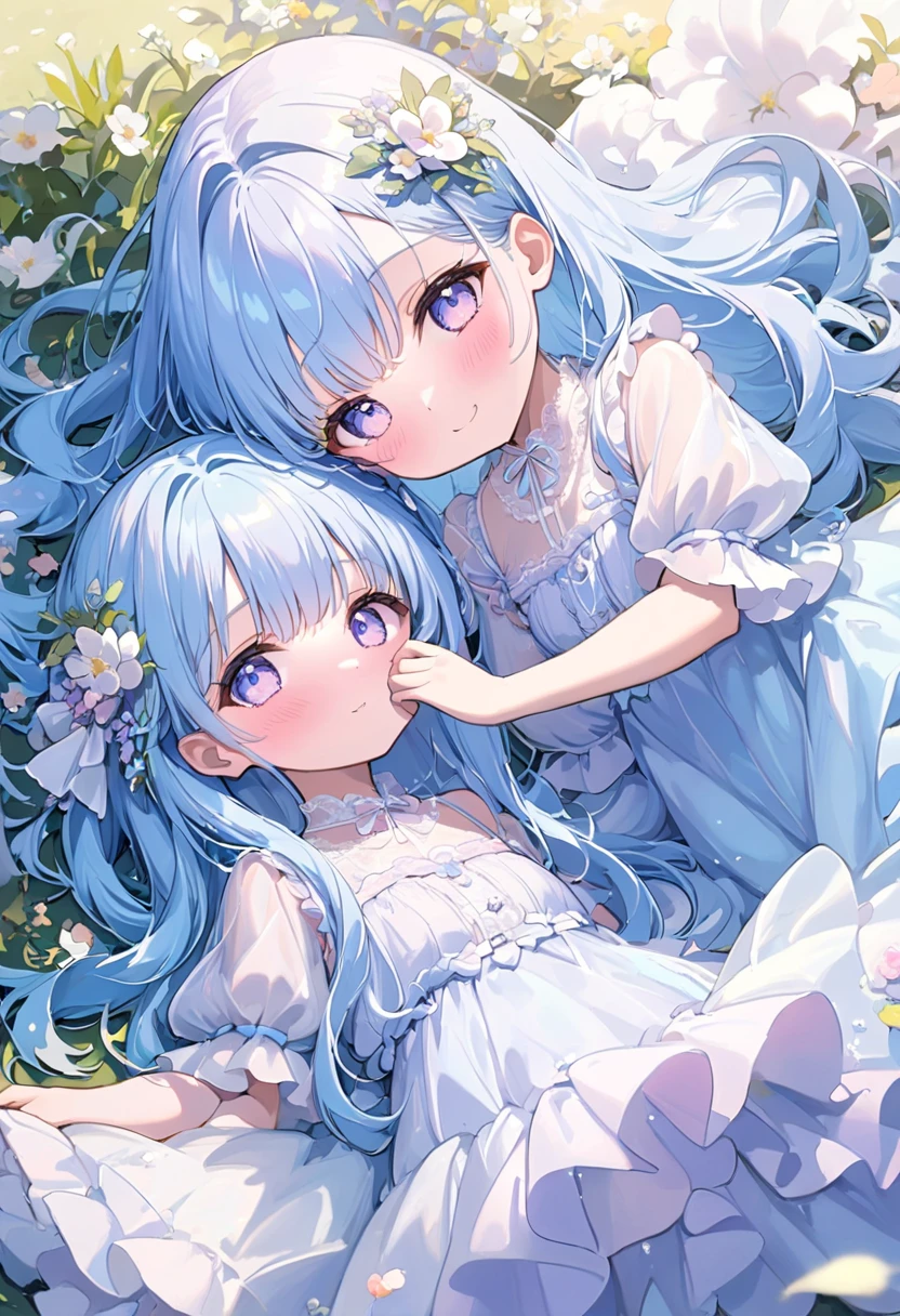 ((((Luminous Hair)))),masterpiece, best quality, extremely detailed, (illustration, official art:1.1), 1 girl ,(((( light blue long hair)))), ,(((( light blue long hair)))),light blue hair, , long hair ((blush)) , cute face, big eyes, masterpiece, best quality,(((((a very delicate and beautiful girl))))),Amazing,beautiful detailed eyes,blunt bangs((((little delicate girl)))),(((tareme))),droopy eyes.(true beautiful:1.2), sense of depth,dynamic angle,,,, affectionate smile, (true beautiful:1.2),,(tiny 1girl model:1.2),)(flat chest), 1girl, 1boy, littlepark, smile, man's hand touches a girl, hand that takes off clothes, lie down on the ground, A man's hands touch a girl's body, nsfw, 