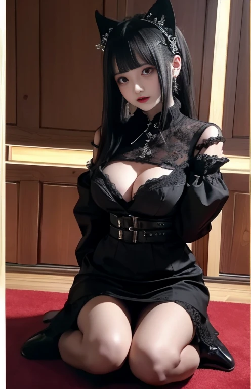 4k-ultra clear、highest quality, ultra realistic, Ultra high resolution, (Reality: 1.4), 18 year old girl, purple eyes, cinematic lighting、realistic black hair (with hair fringe)、(My girl、gothic makeup、goth makeup)、Breasts big natural、((dark makeup、Oily skin, lightened pale skin、realistic skin texture、detailed white skin、bright skin)), bedroom、Kabukicho、hot hips、(Sharp shot:1.8)、thick legs、sexy arms 、thin shoulders、thin waist、realistic hot body、big breasts、realistic different sex poses (whole body masterpiece)
