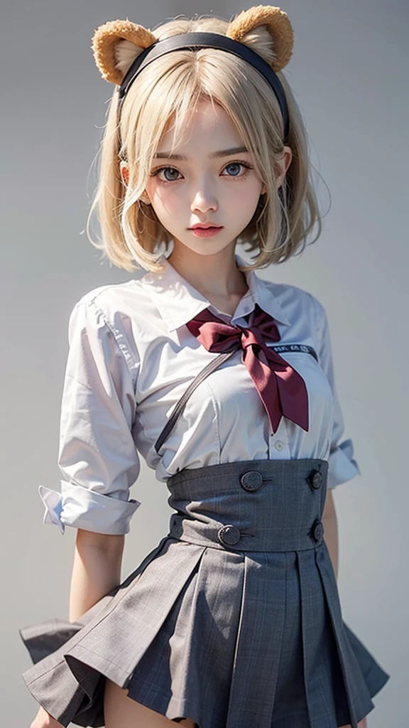 (8k, RAW photo, best quality, mastery:1.3),(realistic,photo-realistic:1.37),(night),(looking viewer:1.331),(white hair),posing,Tokyo street,nightcityscape,cyberpunk city ,softlighting,1girl,Extremely beautiful face,Bust,put down hands,Casual hairstyle,smiled,big eye,,Alvine,(Short-sleeved JK_shirt),JK_style,(Navy JK_skirt),(Bow JK_tie),mix4