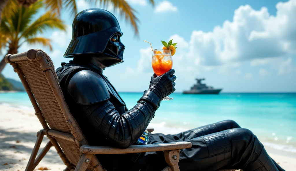 Draw Darth Vader sunbathing on Copacabana beach --auto