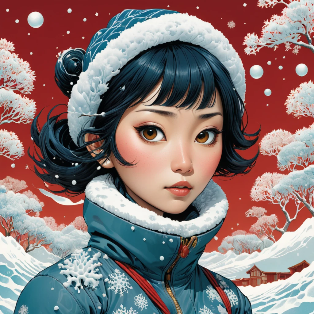 a digital illustration of Karichma, style of snow offense, by karichma , inspired by Yuko Shimizu, james jean , by Yuko Shimizu and Oliver Jeffers and Sammy Harkham and Simone Massoni, With a write up in the photo NO OFFENSE