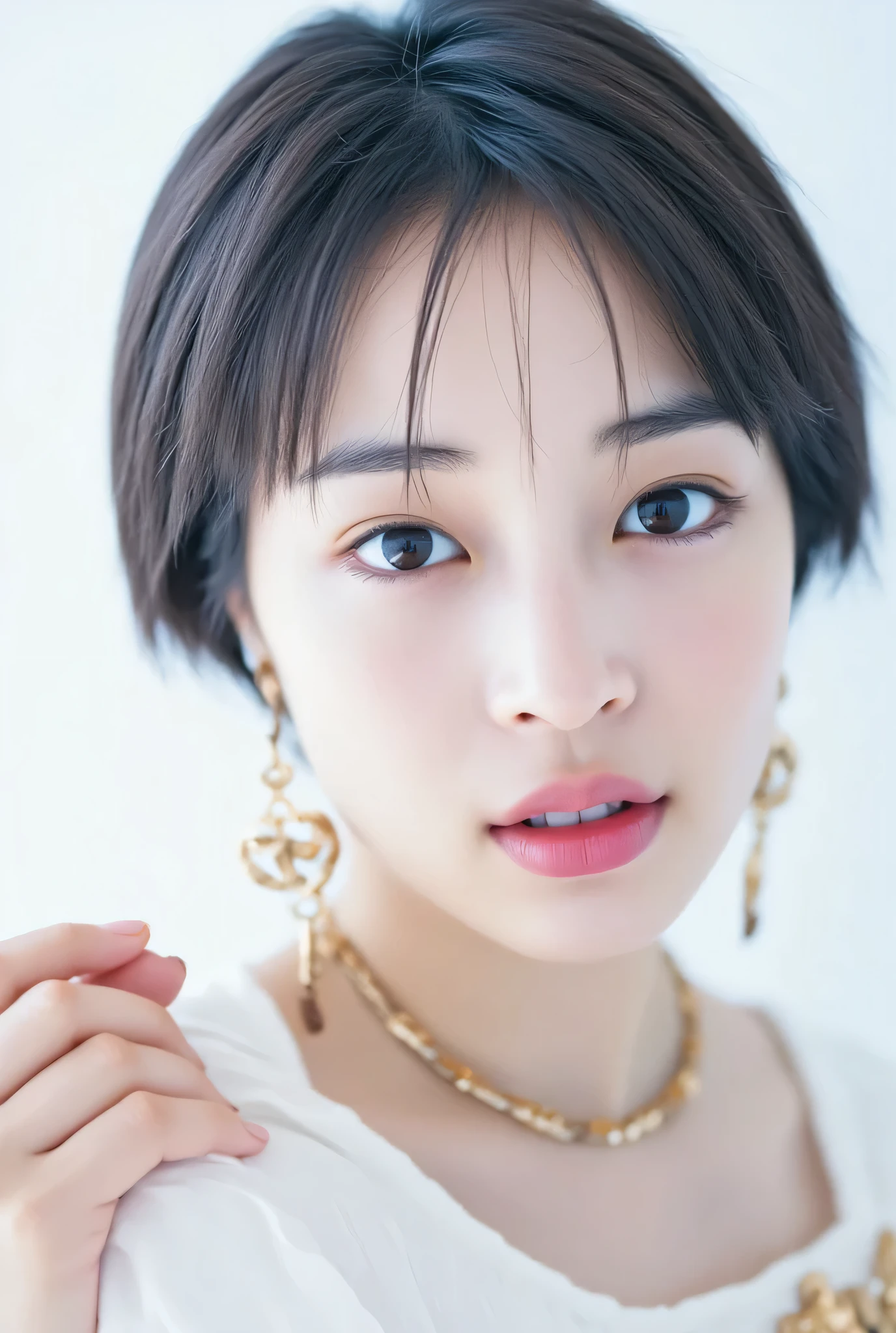 (Ultra Precise Human Body Structure , top quality、 RAW photos 、8k、32K、 masterpiece 、 realistic 、Photographically:1.37)、Japanese women images、{See-through underwear;1.6}、、 upper body、 Shot in natural light、 upper body、 1 girl、Photo Mapping、Physically based rendering、 high image quality、 high definition 、1080P、( beautiful face)、(Detailed description of the face)、( Detailed description of the hand setter ' muscle area )、( CG Details )、 Rich details 、( Stunning Features :1.35)、( DETAILS EYES )、 of cute ladies are looking forward to your eyes 、Delicate clavicle、 Various Poses 、A very realistic and detailed portrait of a young woman's upper body。 Beautiful skin 、 Extremely realistic and detailed upper body portrait of a young woman with soft light reflected high on her cheeks .、 small pores and hair follicles 、 You can see even the thinnest blood vessels 。The skin is smooth、She has a natural flush to her cheeks 、Healthy glow。 The eyes are large and clear blue、 There is a fine pattern on the iris 、 Light is reflected 、 slightly tilted to 。 There is a slight shadow under her eye 、 Lashes are long and naturally curled 。 Her lips are a soft pink 、 Smooth texture that gives off a natural glow 、 。 swimsuit、 The background is a pale black and white gradation .、The focus is completely on the face and upper body。 realistic shadows and textures、 picture-like depiction.。