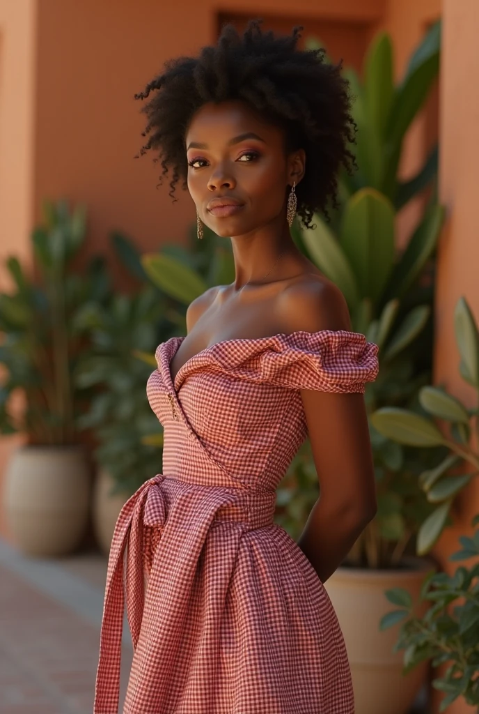 A beautiful woman wearing a pink dress and smiling, broken high detail, photorealistic, pink october