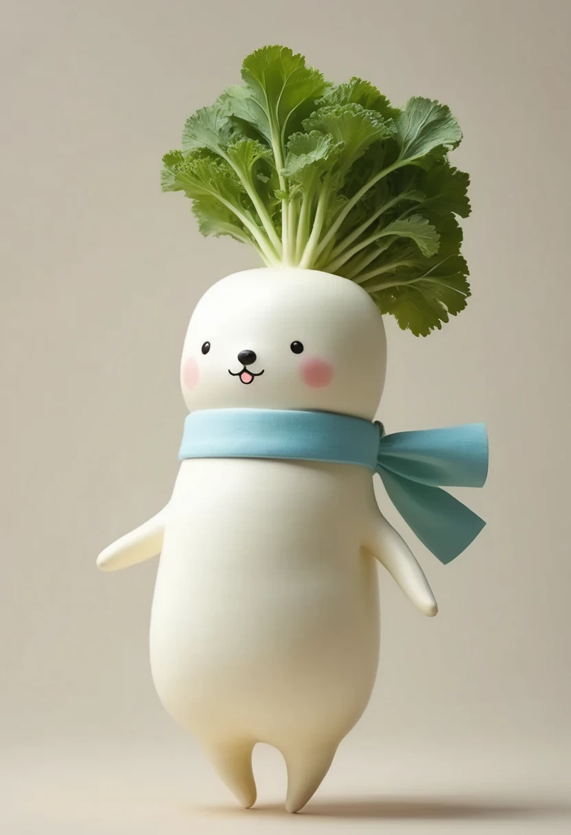  Pastel Art , Abstract Painting, cuteポストカード, masterpiece:1.2,  daikon daikon looking like Santa , cute大根, Beard,  walking on two legs,  dragging a big white bag, cute