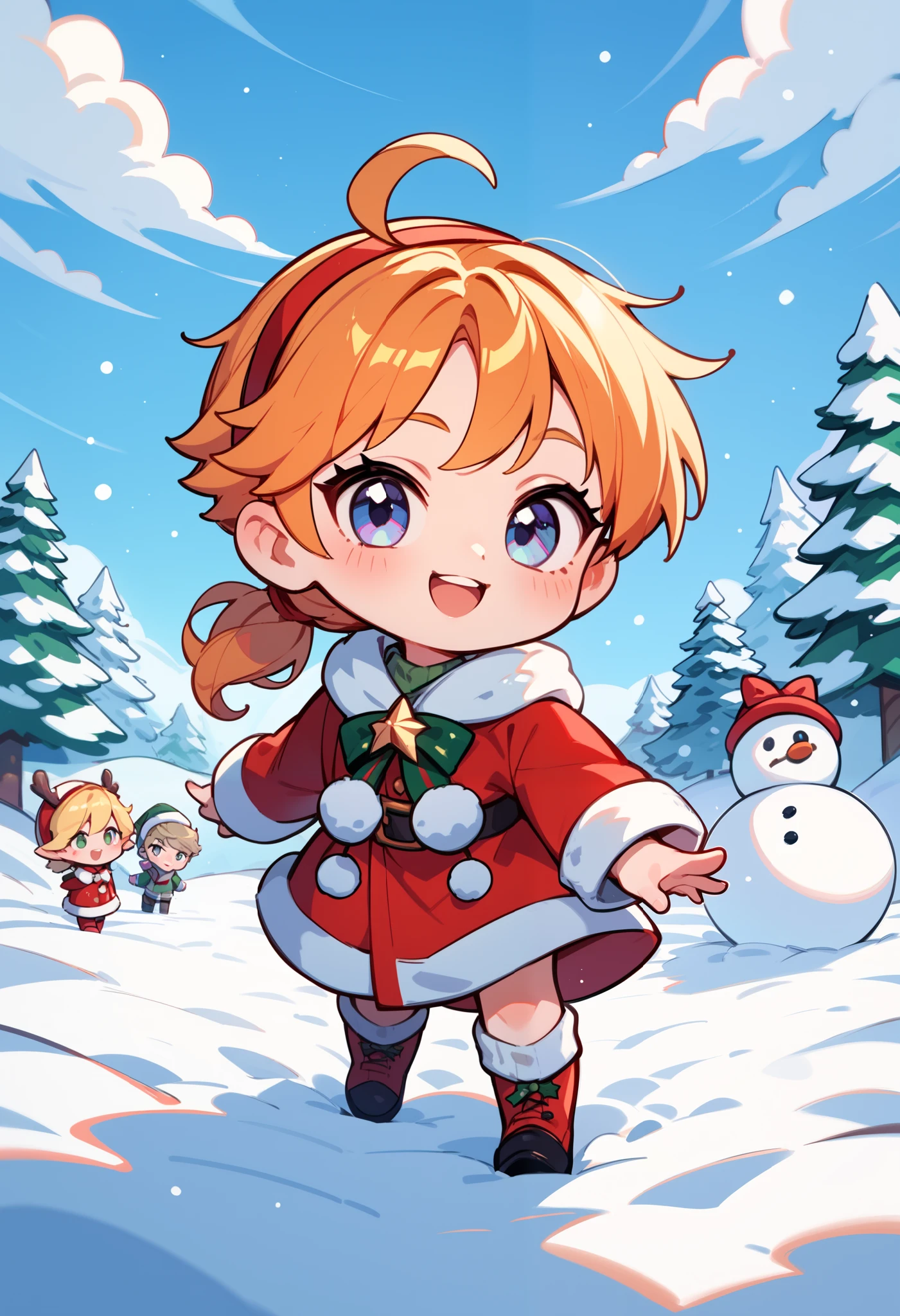 un hombre de snow cute, Christmas theme , snow, elves, elves, chibi snowman