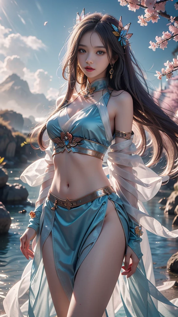 Beautiful Native American princess, Miss,Very small revealing dress made of feathers, magic, Tempting, hot and humid, full length, Miss-body, Hazel eyes, bright, , Overall details. Beautiful blurred background, Perfect face and eyes, Ultra-fine and ultra-maximized dynamics