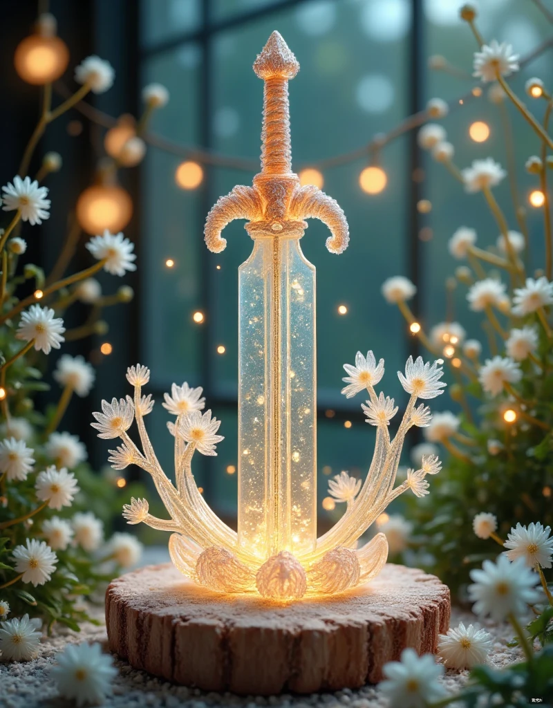  best quality, very good, 16K, Ridiculous,  Very detailed , Great Sword,Made of translucent jadeite,  background prairie （（A masterpiece full of fantasy elements）））, （（ best quality））, （（ intricate details ））（8K）