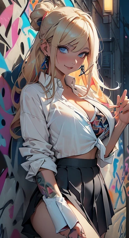 colorful graffiti art background、blonde:290、tanned black skin:2.0