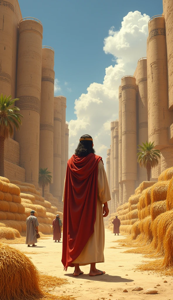 Image of Joseph from the Bible ruling the food barns in ancient Egypt ...