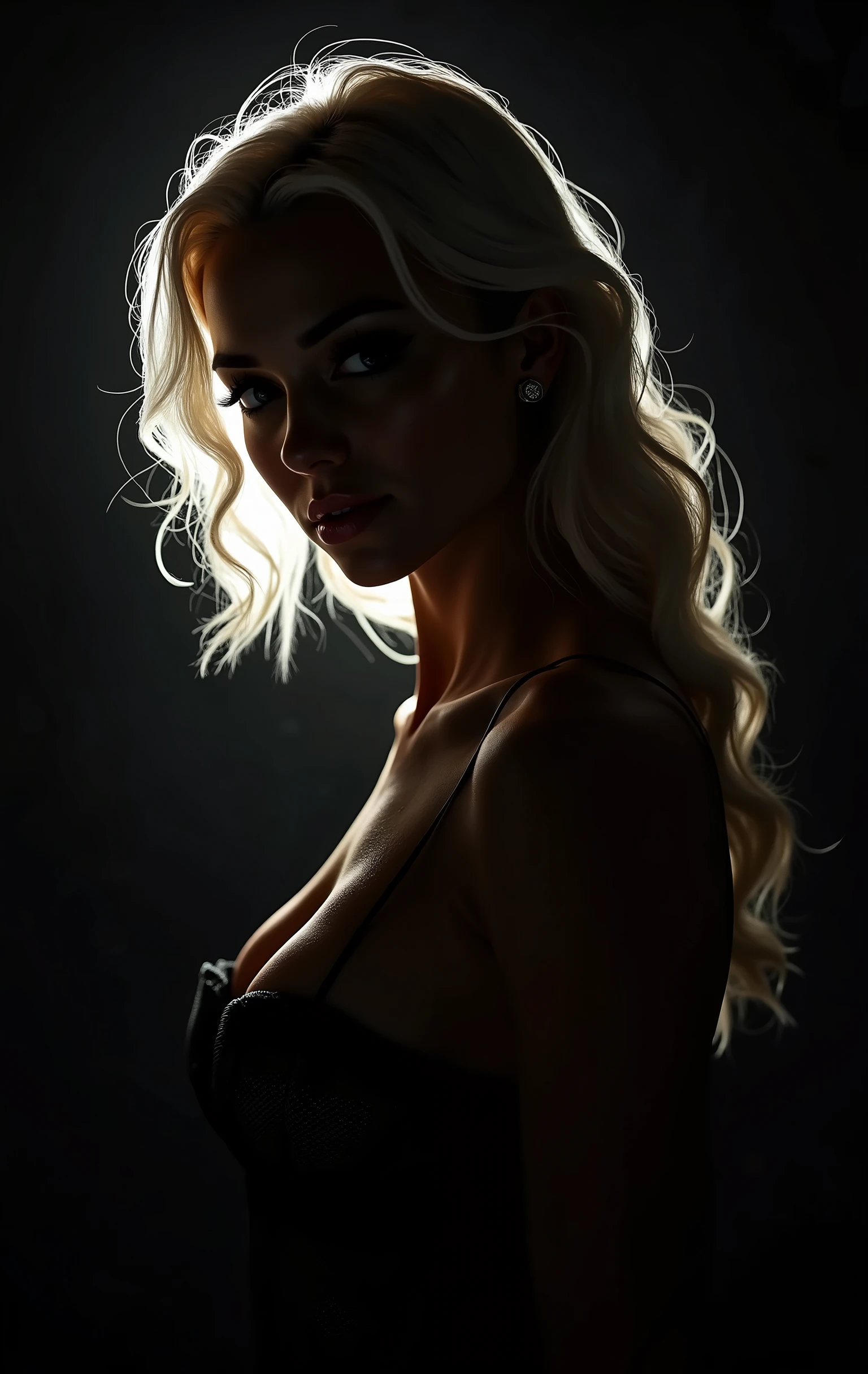 (Photorealistic.Uhd.masterpiece) random ultra hot gorgeous European woman silhouette. Age 23. Blonde hair. Backlight. standing in a circle