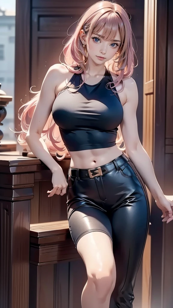 (photorealistic:1.4), ultra high res, sweet girl, 1 girl, (((front full body photo))), high quality, masterpiece, masterpiece, exquisite facial features, extremely huge breasts, ((medium chest)), 8k, super clear details, tight transparent yoga pants, very thin waist, smile, lace, openwork, transparent yoga top, piercing, pink hair, movement, random pose, silhouette,