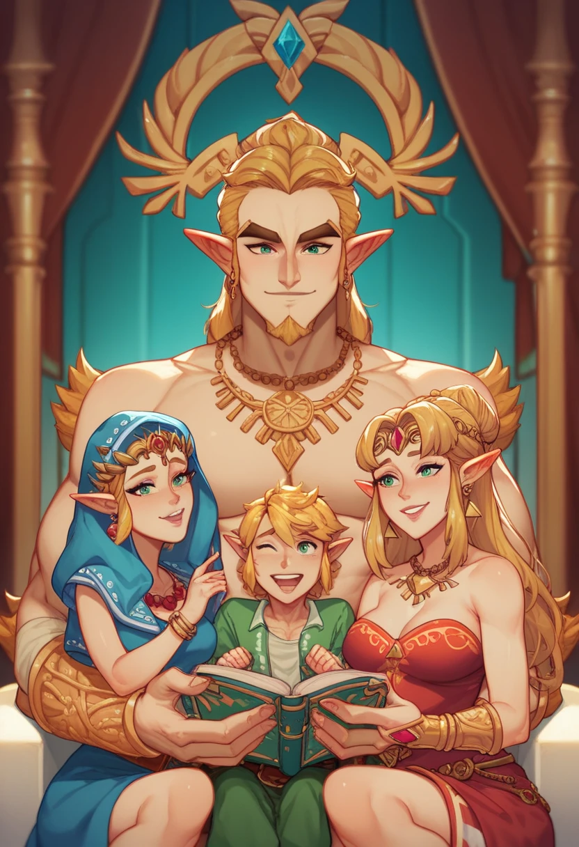 Breath of the wild, One old man king Rhoam and one young Princess Zelda, age gap, age difference, giant tall size, old man 70, long beard and long mustache white, armor and crown, face smile, hairy body, naked, big long penis erect, cumming, he carries his girlfriend strongly with both hands, sleeping hugs romance, ass fuck positions, sexy young girl 18, size tiny and skinny, a little pregnant, hairstyle blond, face embarrassing blushed, in comfort elongated bodies position for sex, one old man, one young girl, naked, nsfw, to sleep on bed castle.