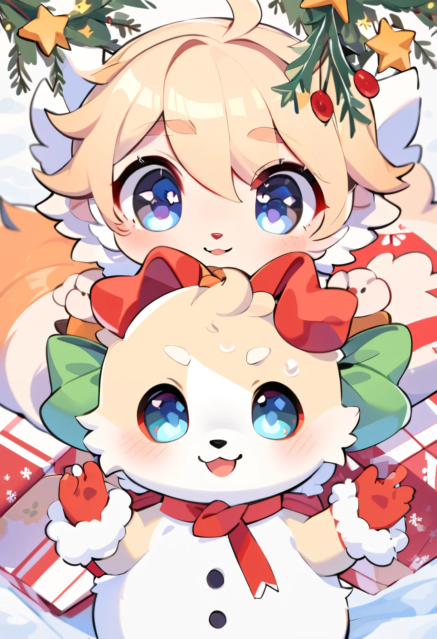 un hombre de snow cute, Christmas theme , snow, chibi snowman