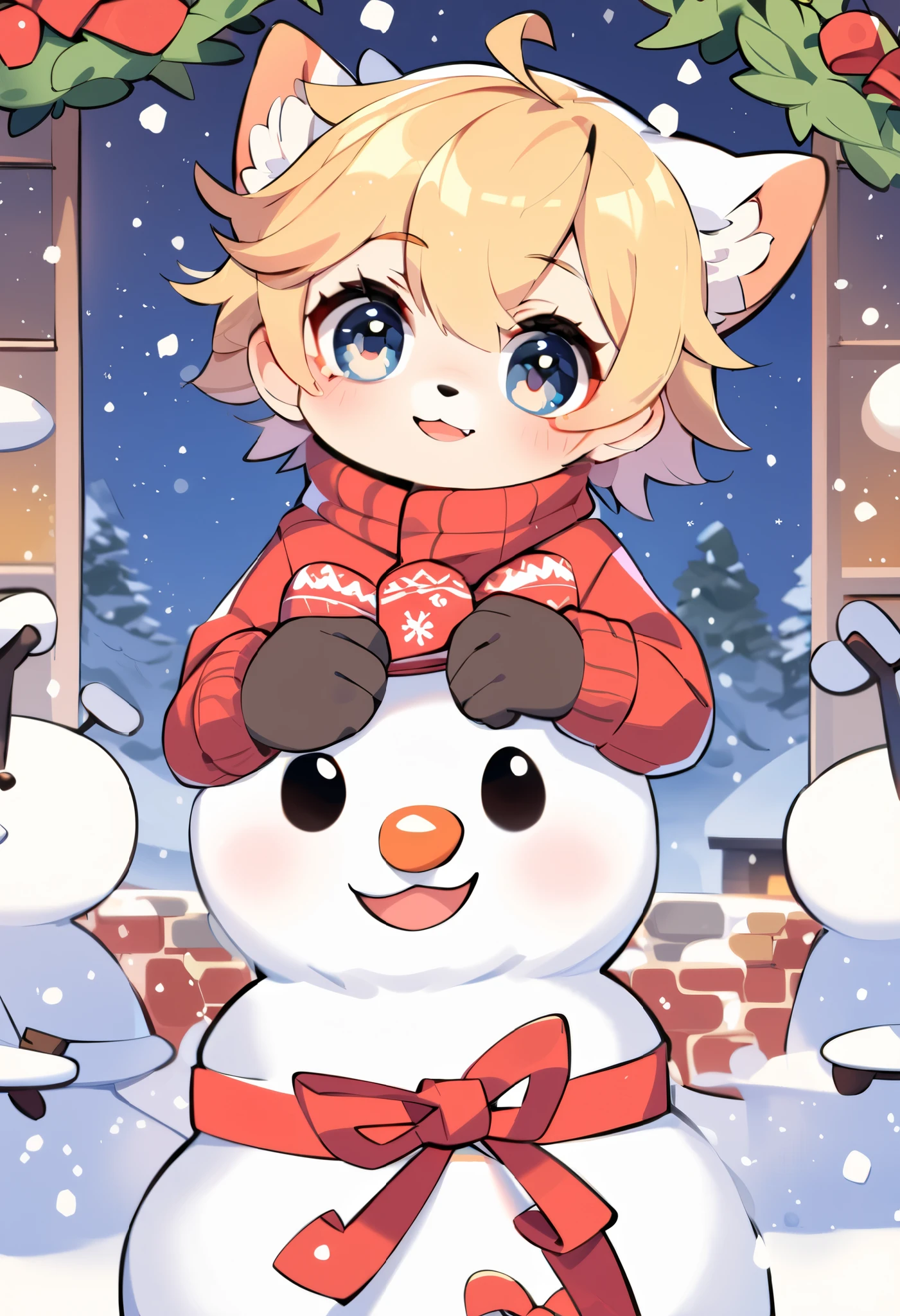 un hombre de snow cute, Christmas theme , snow, snowman