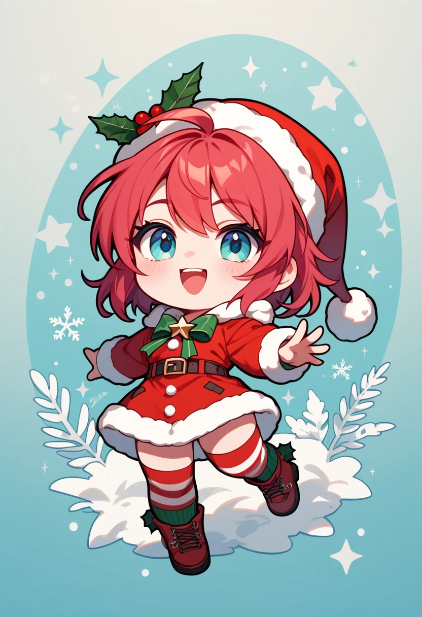 santa cute, chibi the best quality, regalos, nieve