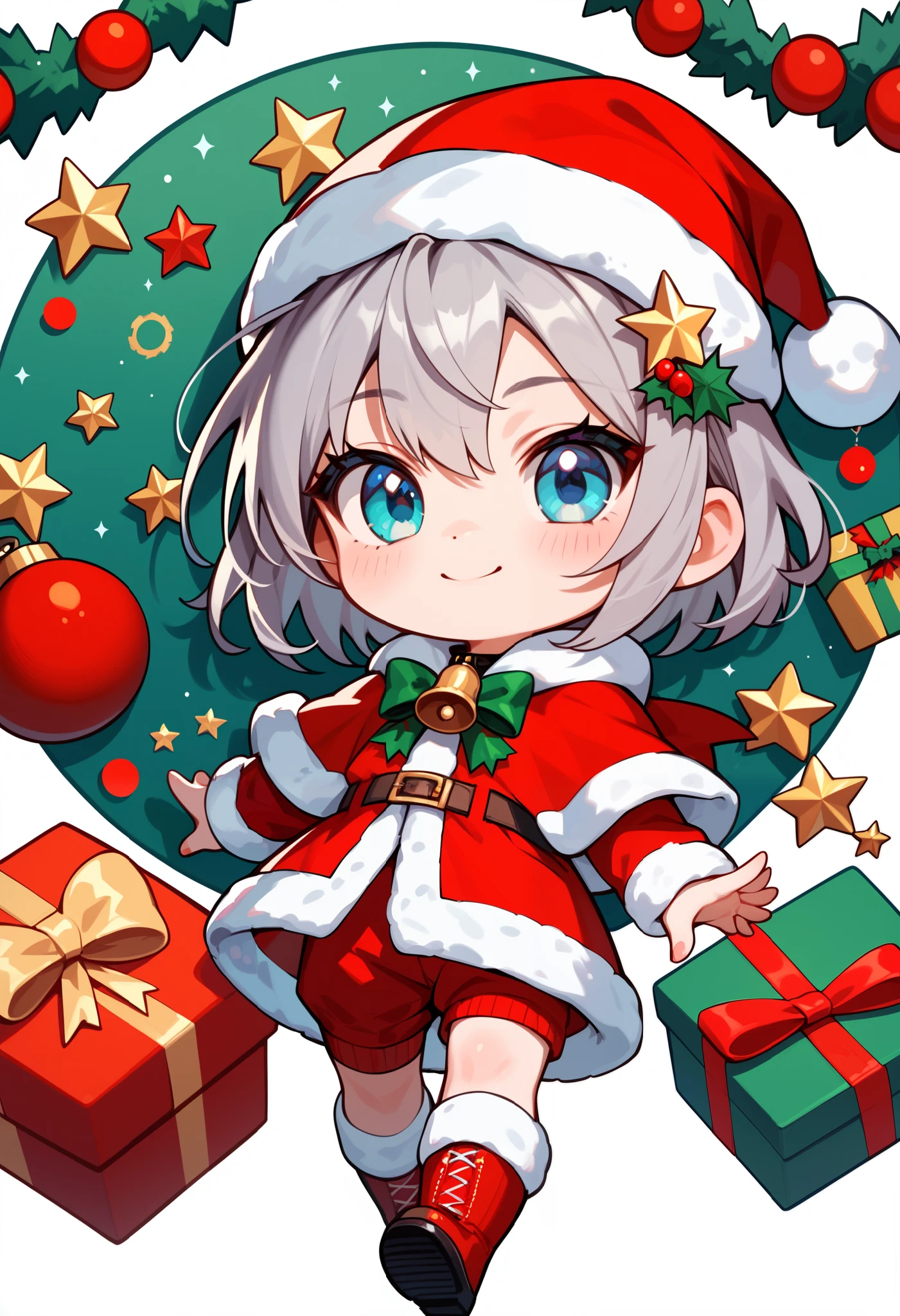 santa cute, chibi the best quality, regalos, nieve