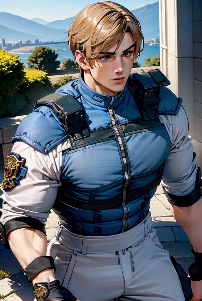 (  highly detailed CG  ), ( top quality), (  highly detailed CG  ), ( top quality), Backstreets,. Kennedy, SWAT Clothing, beautiful and attractive young man,   muscular and tight ,