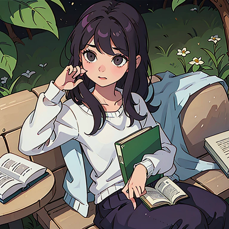 1 girl, (appearance:1.1), with a youthful and innocent aura, wearing a cute dress or top and shorts or a skirt, paired with sneakers or sandals, with a bright and cheerful expression on her face, perhaps playing with toys or reading a book, with stuffed animals, dolls, or art supplies scattered around her, creating a playful and imaginative environment. Alternatively, she may be seen spending time with friends or family members, laughing and chatting in a park or at a picnic, with trees, flowers, and nature visible in the background.