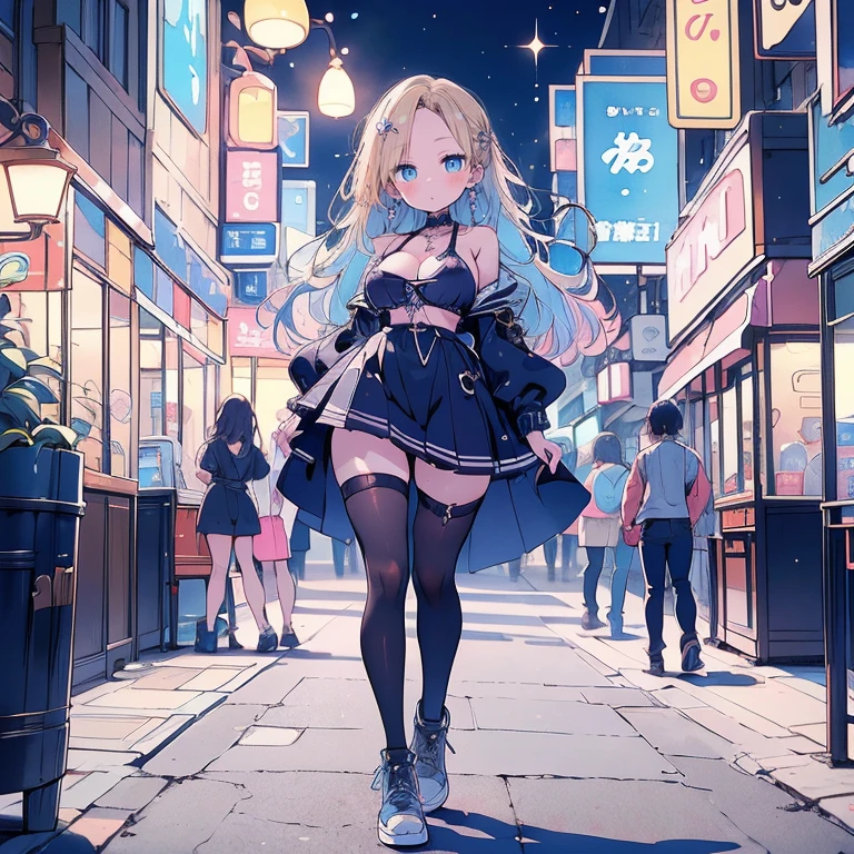 1 cute girl, eating banana, character focus, close to viewer, cowboy photo, from below, sitting on road, knees up, street fashion, (((panty shot))), blonde hair, street background, tall resolution, (incredibly) absurd), anime visual, extremely detailed CG unity 8k wallpaper, ((masterpiece)), ((high quality)), (beautiful illustration), ((an extremely delicate and beautiful))