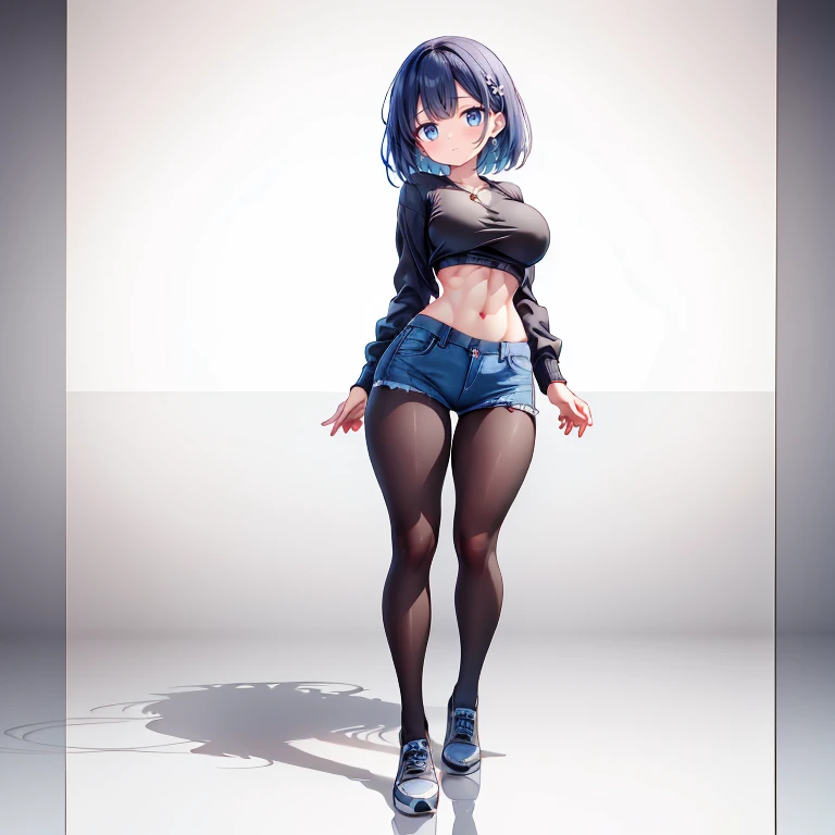 cute girl,cropped sweater,low-rise damaged skinny pants,happy,multiple views,gal,urbun gal,