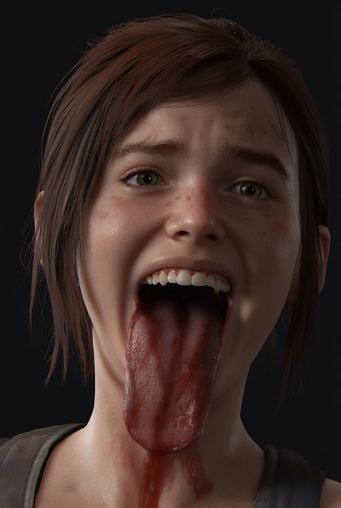 Ellie,ahoge, blush, open mouth, big mouth, tongue, tongue out, close up, saliva, uvula, uvula, room, mouth focus, excessive saliva, giantess, breath, highres, 4k, cinematic lighting, perfect, award-winning, hyper-detailed, portait, face focus, close up focus, mouth focus,vore, huge mouth, huge uvula, saliva on tongue, saliva on mouth, saliva on uvula, trail saliva, blush, horny, hungry, crush, blood on teeth, crushing, bite, bitting,