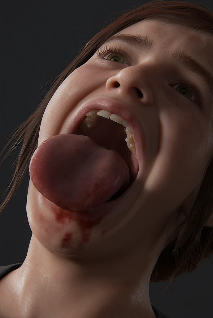 Ellie,ahoge, blush, open mouth, big mouth, tongue, tongue out, close up, saliva, uvula, uvula, room, mouth focus, excessive saliva, giantess, breath, highres, 4k, cinematic lighting, perfect, award-winning, hyper-detailed, portait, face focus, close up focus, mouth focus,vore, huge mouth, huge uvula, saliva on tongue, saliva on mouth, saliva on uvula, trail saliva, blush, horny, hungry, crush, blood on teeth, crushing, bite, bitting,
