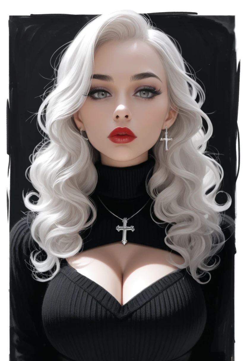 Mulher dos desenhos animados com cabelo preto longo e uma gargantilha, Bruxa bonita com cabelo longo, female with long black hair, Tifa Lockhart com cabelos brancos, mona lisa as a goth girl, goth woman, inspired by Louisa Matthíasdóttir, rainha feminina vampira bonita, portrait of megan fox as demon, a mulher tem longos cabelos escuros