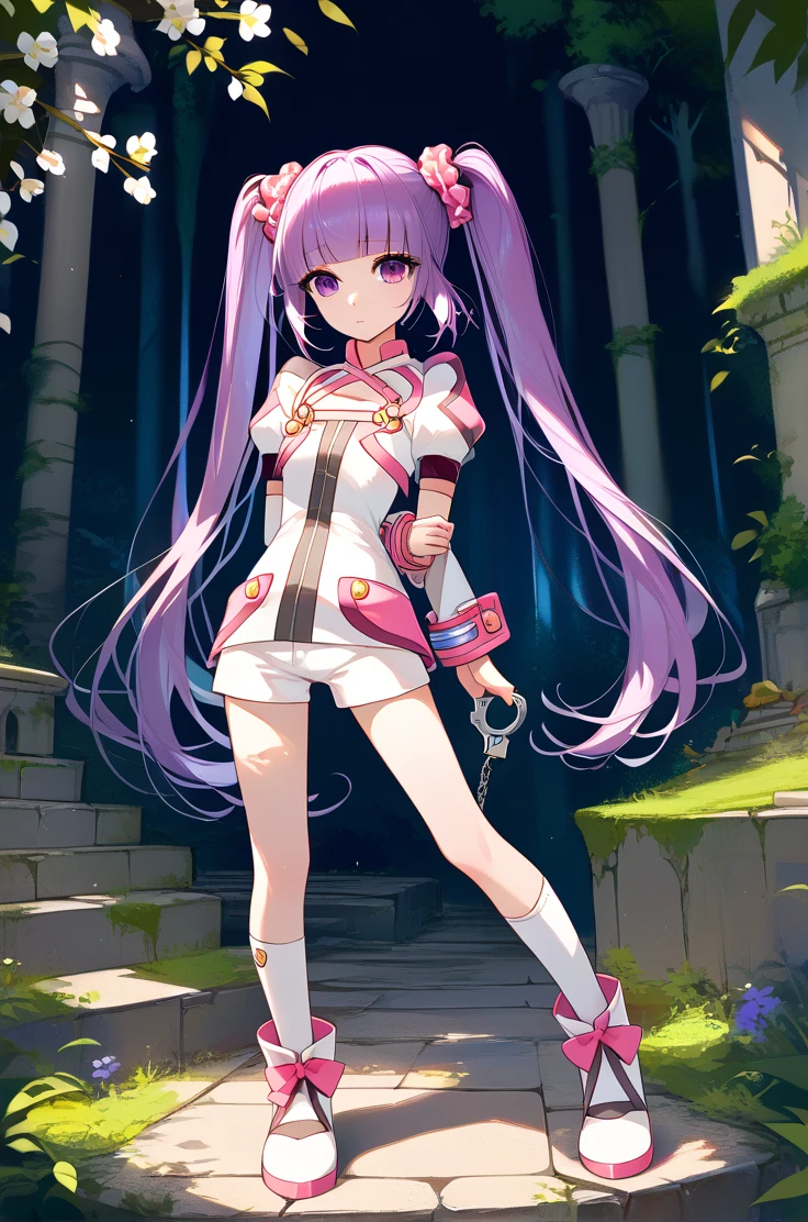 score_9, score_8_up, score_7_up, very aesthetic, source_anime, detailed,
forest, ruins,
1girl, flat chest, petite female,
sophiefuture, purple hair, purple eyes, very long hair, blunt bangs, sidelocks, twintails,
shirt, puffy sleeves, detached sleeves, kneehighs, white footwear, footwear ribbon, white shoes, short shorts, zPDXL,extremely detailed,high definition restrained,arrest,restrained,shackles,(((handcuffs, cuffs, full body, handcuff, bound wrists))),masterpiece, best quality,sophie handcuffs behind her back,2 .escort in handcuffed.handcuffed behind back. Sophie,handcuffed, sophie handcuffed .arrested..handcuffs behind her back.sophie cuffed behind her back. Sophie handcuffed behind back. cuffed sophie behind her back. Sophie handcuffed behind her back,